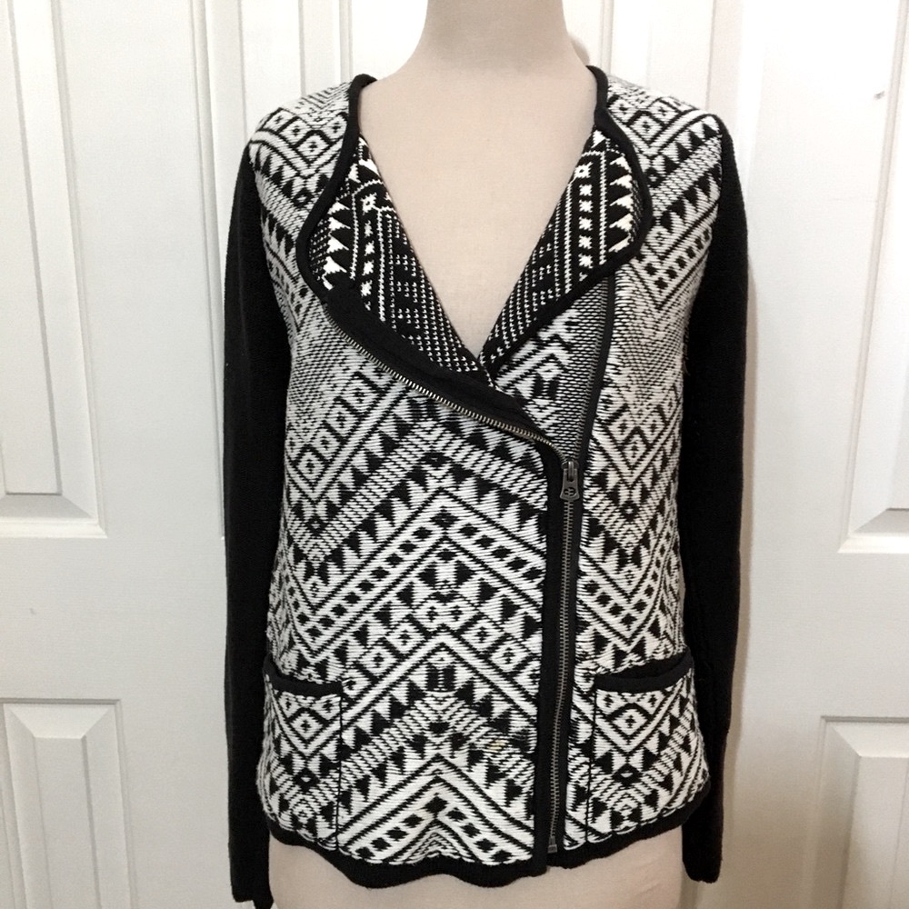 Lucky Brand EUC Moto Zip Cardigan Sweater
